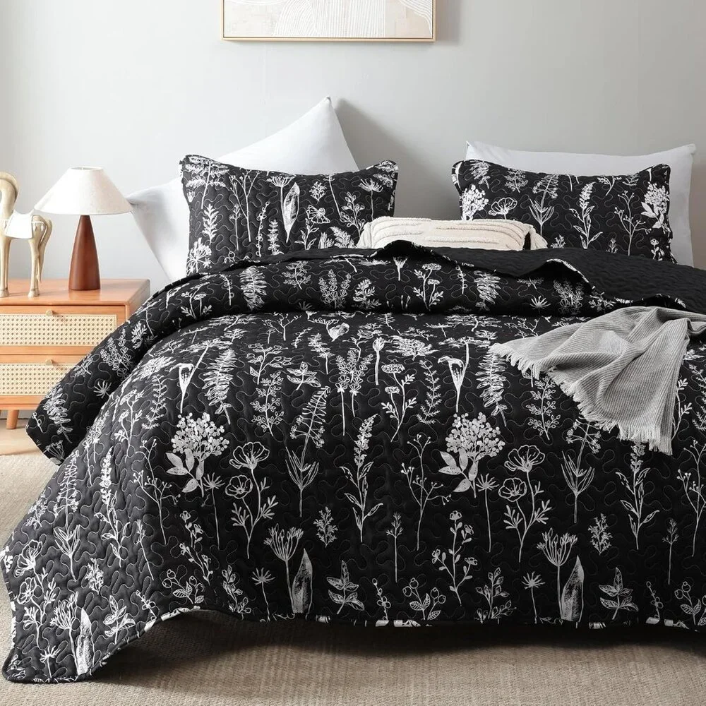 New Quilts Queen Size Bed Spread Botanical 3 Pieces Quilts Queen Size Sets